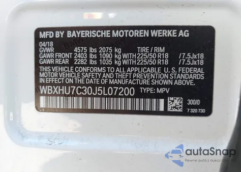 2018 BMW X1 Sdrive28I z USA, uszkodzony, nr VIN WBXHU7C30J5L07200